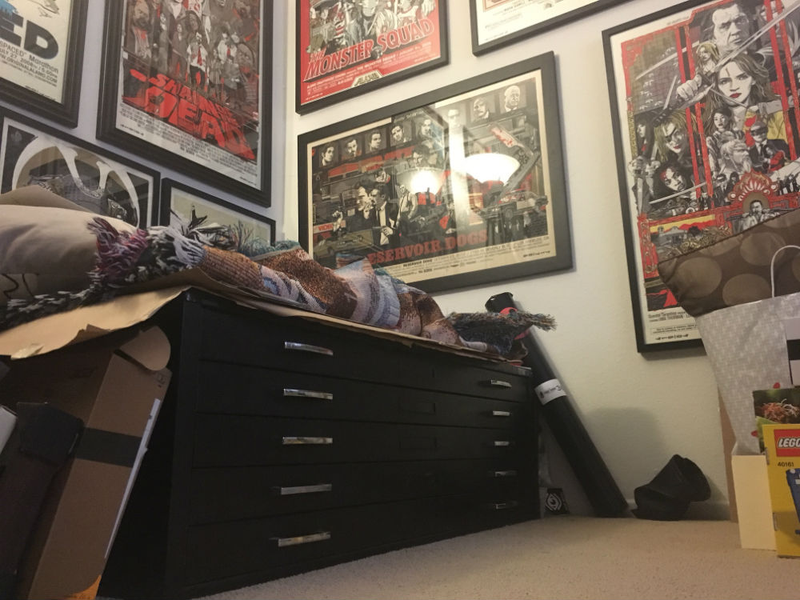 My super messy flat file on the floor in my office, tubes Legos and Tyler Stout posters everywhere.